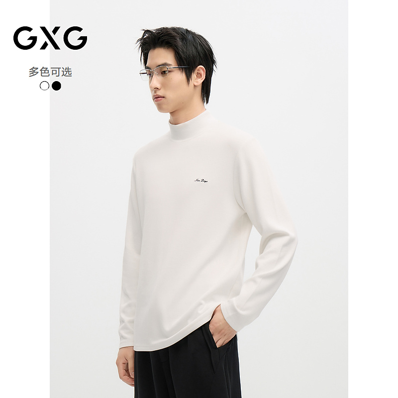 GXG男装 半高领长袖T恤保暖舒适打底 秋季热卖#G24D343010