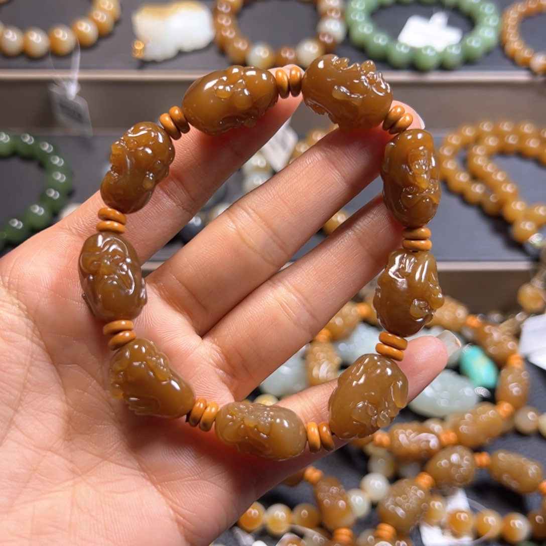 和田玉手链未镶嵌洪*