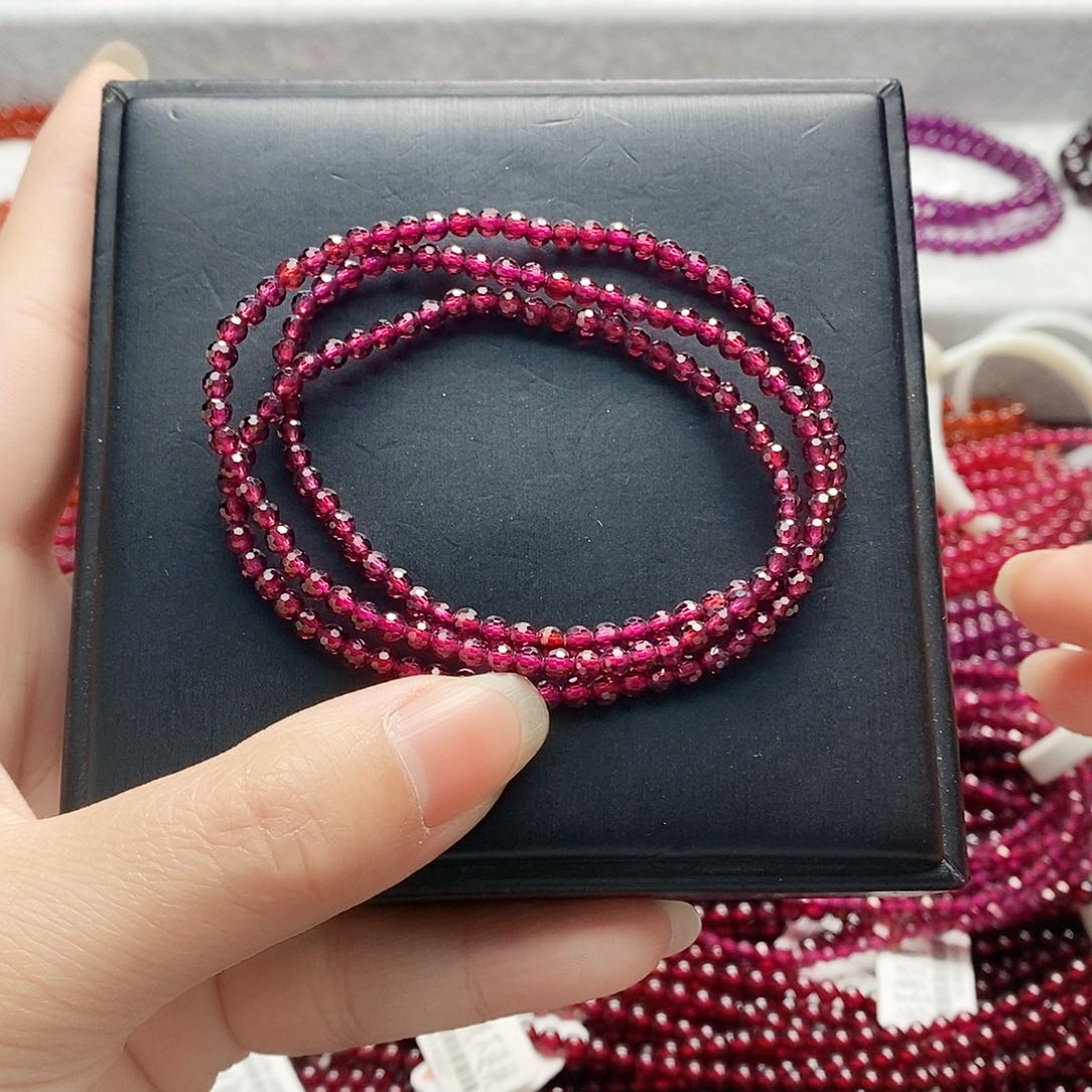 石榴石手链未镶嵌3.3mm切面