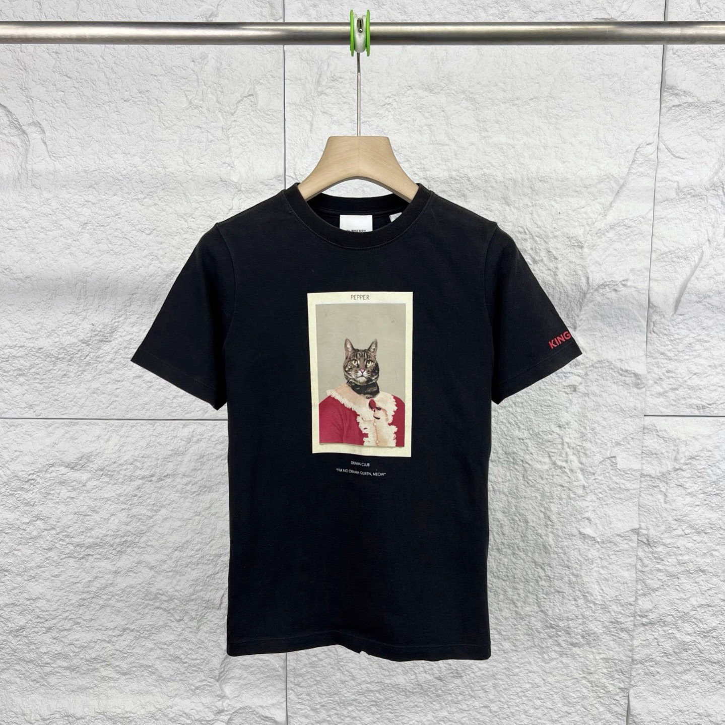95新 BURBERRY/博柏利 12Y码/黑色猫头印花儿童圆领短袖/15769837