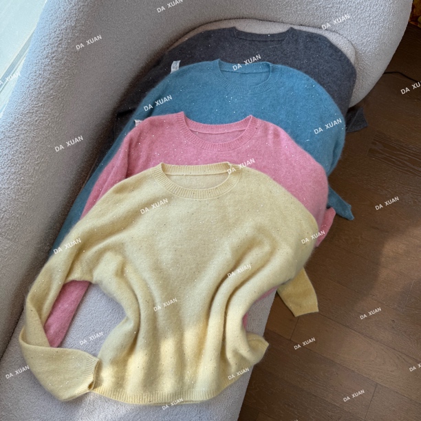 /D.X/冬季新款『耀眼』闪晶亮片拉毛圆领糖果色长袖针织毛衣/DL3826