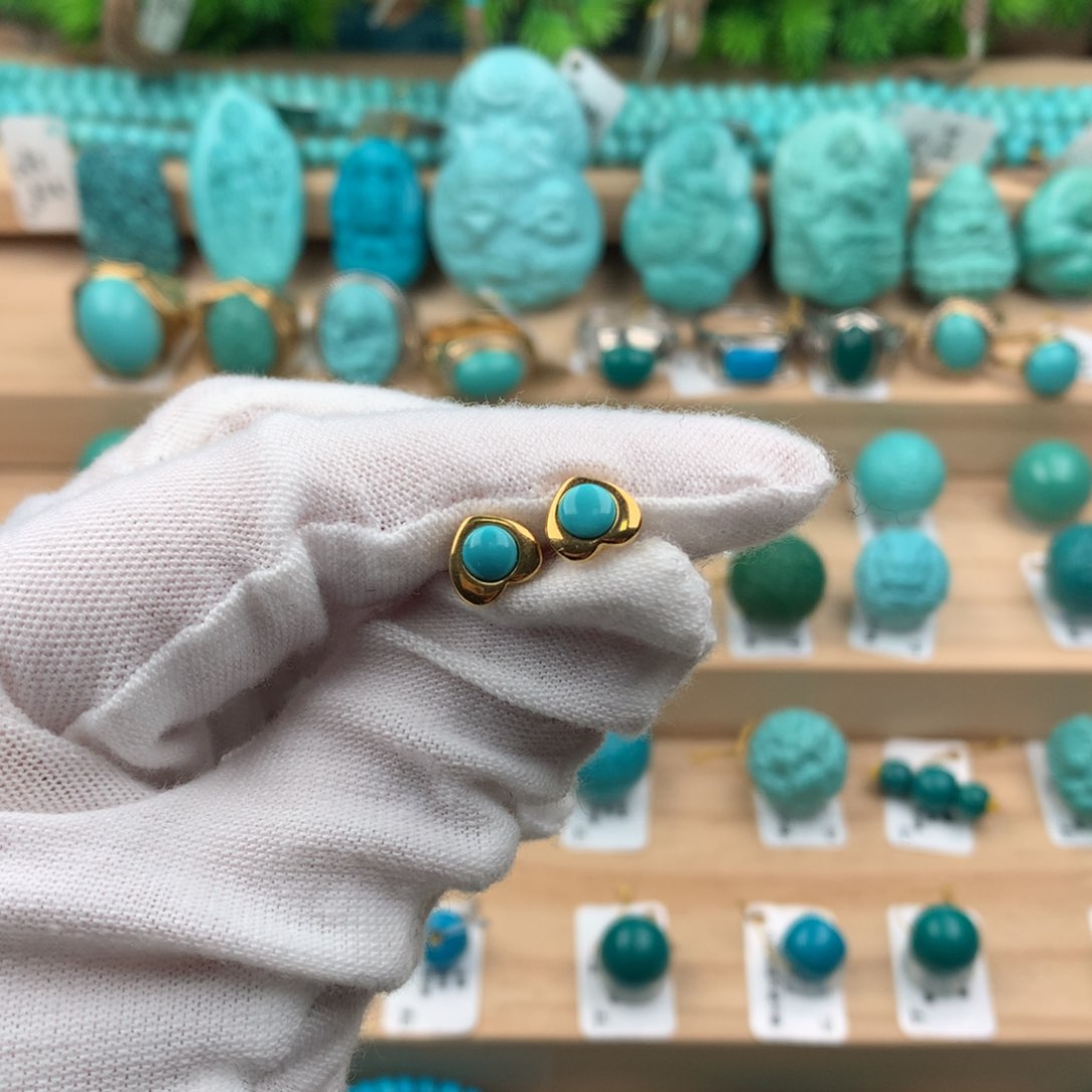 绿松石配饰合金耳钉