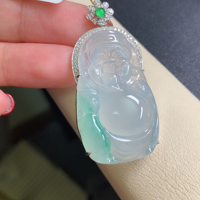 【闪购商品】翡翠颈饰18K金镶嵌财神