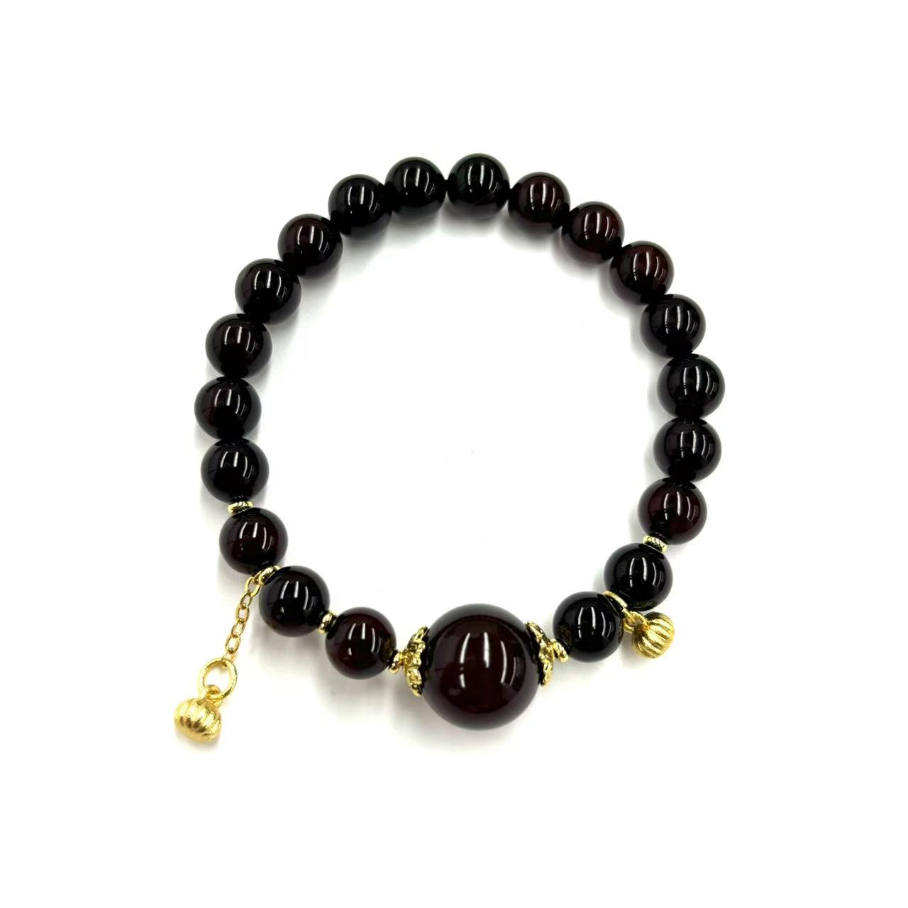 s1269-复古气质设计款棕红玛瑙圆珠手串-赠礼盒