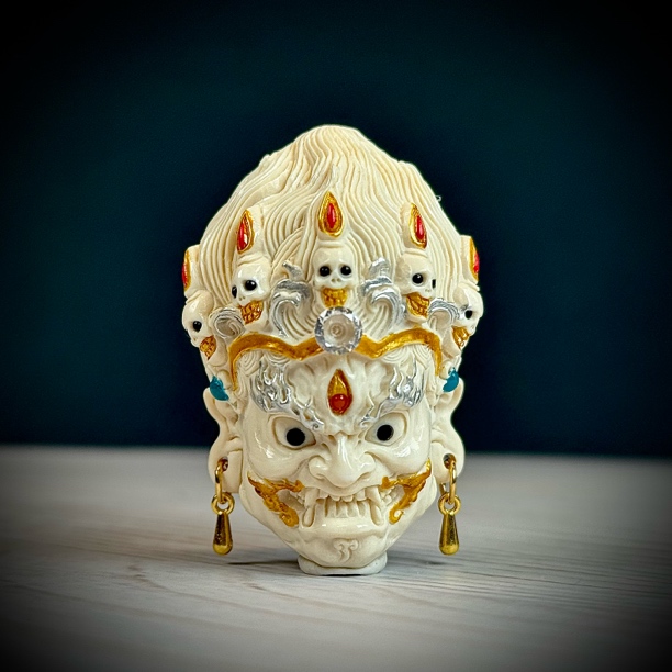 H19-04【大师纯手工5A】猛犸雕刻大黑天可做吊坠手把三通33x50x33mm