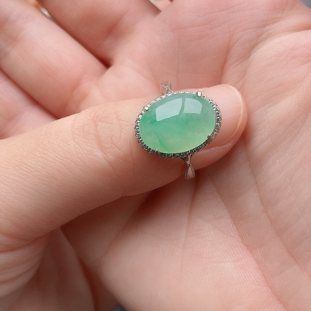 银S925镶嵌戒指翡翠慢**老