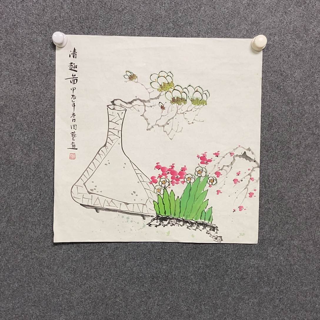 国画三尺斗方一副