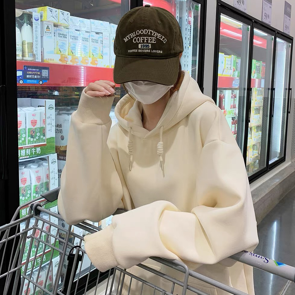 【B101-150】潮牌重磅连帽圆领男女春秋季新款潮牌宽松百搭情侣上衣