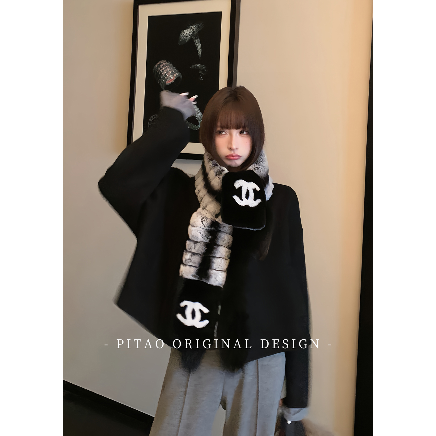 杜屁屁桃PITAO 原创【永夜诗】轻奢名媛千金时尚气质100绵羊毛大衣