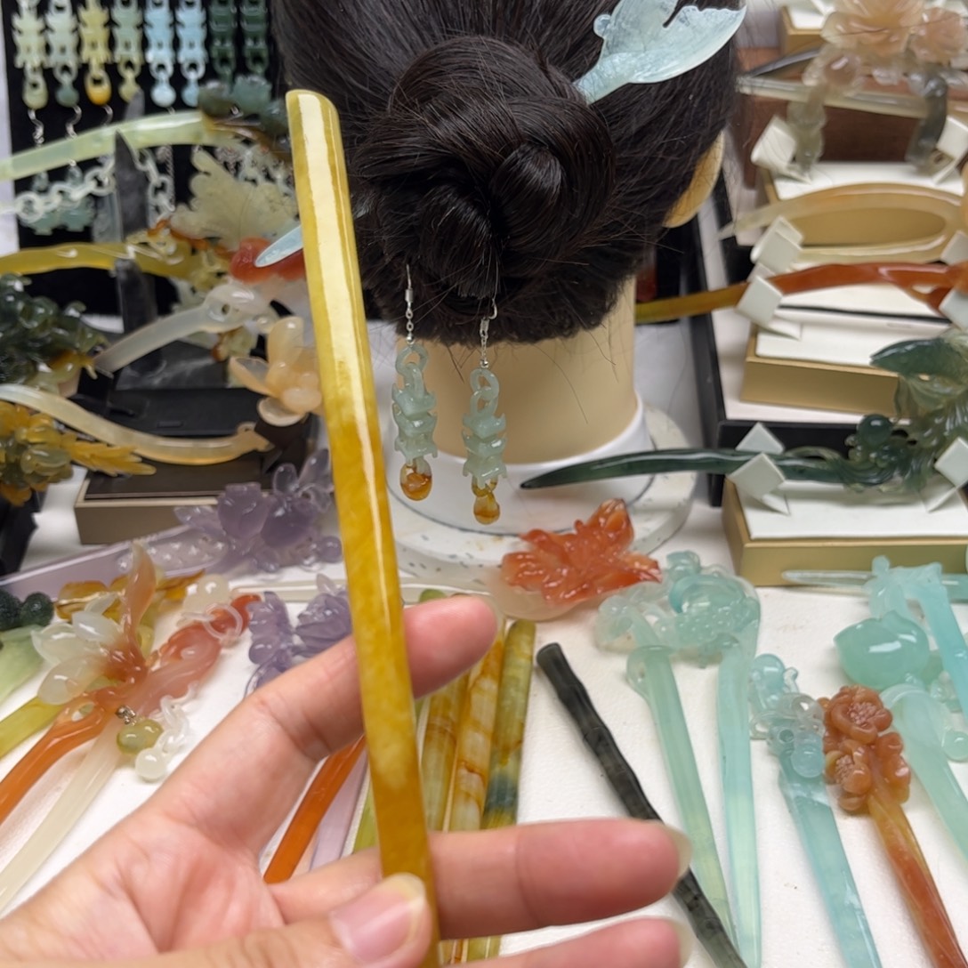 未镶嵌蛇纹石玉发簪