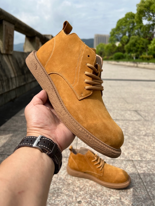 头层牛皮短帮青春潮流夏季沙漠靴英伦风时尚男马丁靴圆头百搭户外