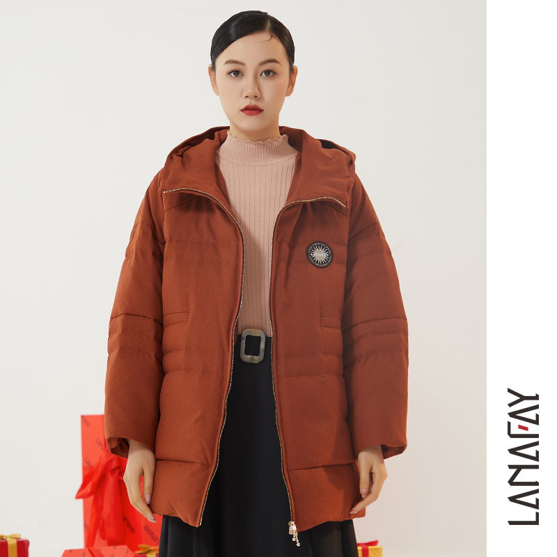啦娜菲LANAFAY冬款连帽茧型羽绒服1D926