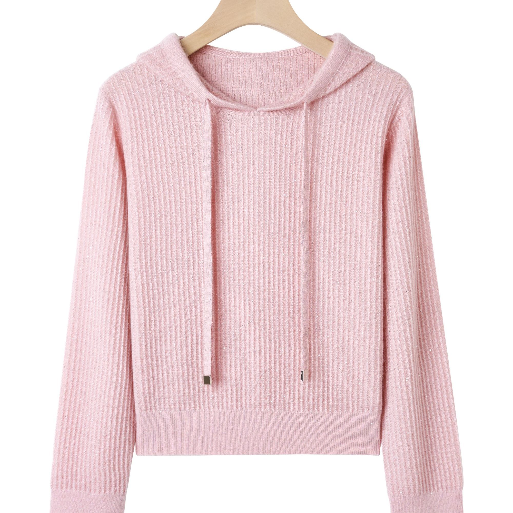 减龄帽衫百搭休闲羊绒针织宽松显瘦长袖卫衣上衣女 PX-2075