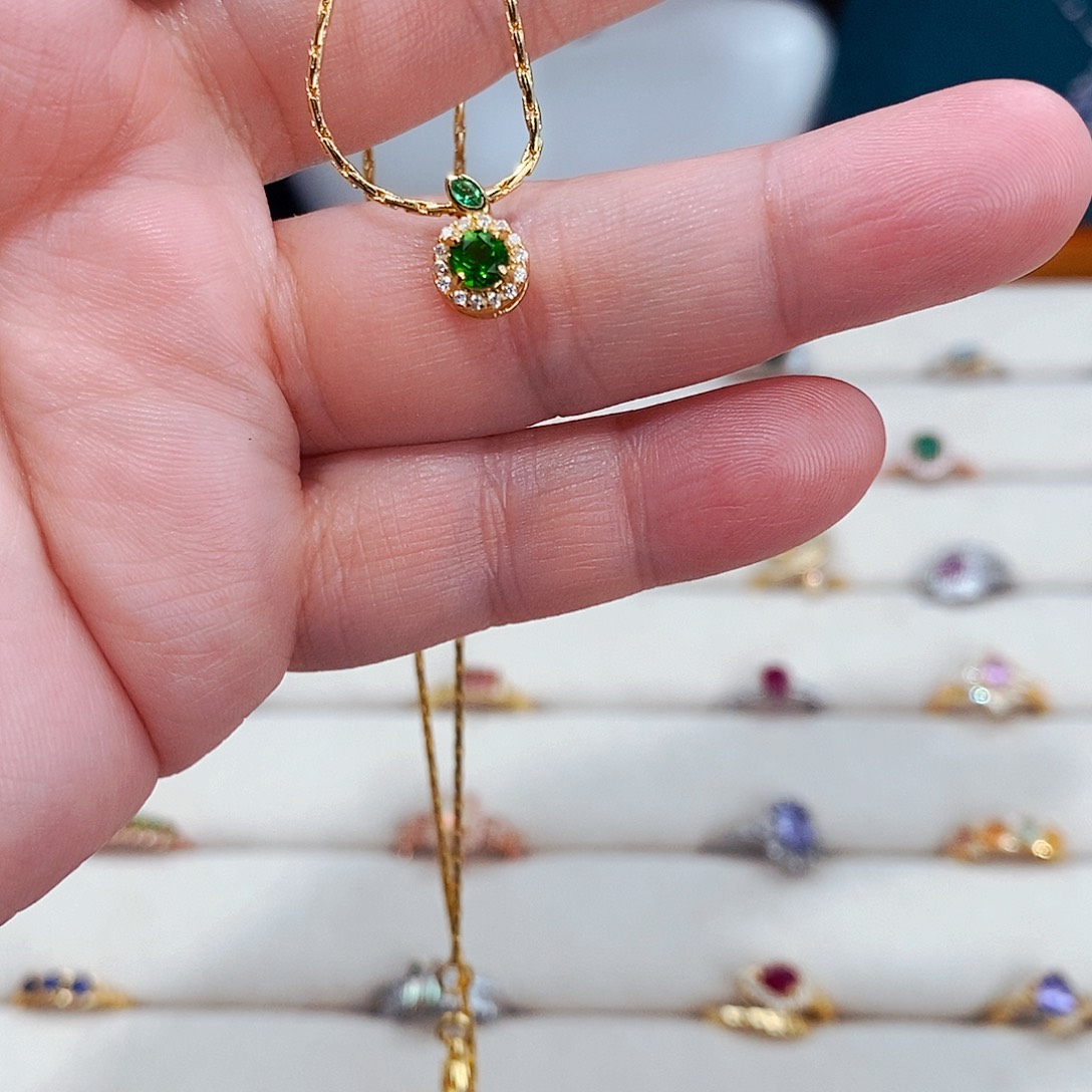 透辉石吊坠银S925镶嵌