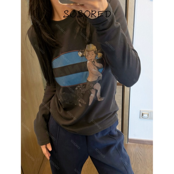 SOSORED / 金发女孩 厚磨毛正肩显瘦秋冬T高弹舒适保暖打底长袖女