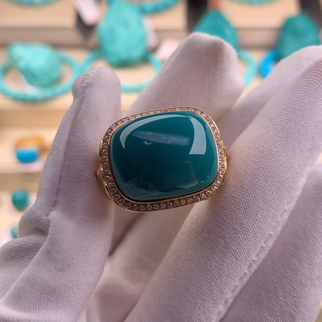 绿松石珠宝奇石18K金镶嵌