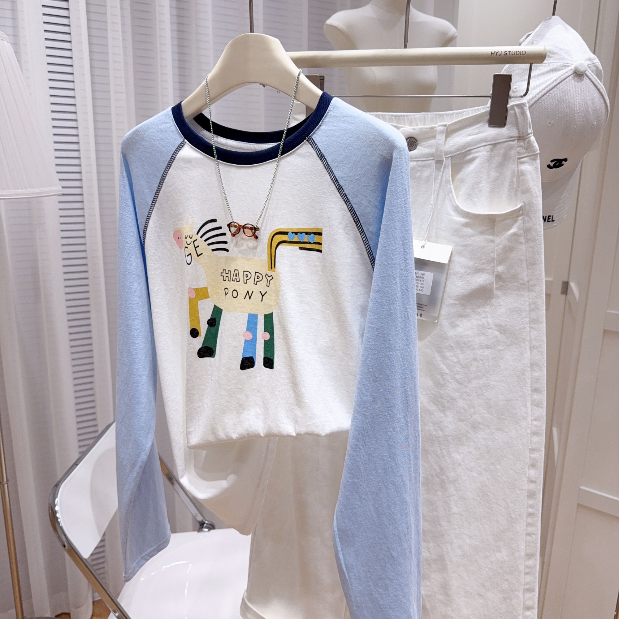 撞色印花防晒衫女2025秋季新款拼接圆领宽松上衣休闲百搭长袖T恤