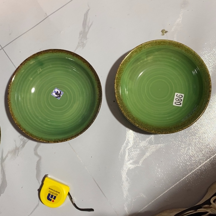瓷片五厂帝王绿深盘两个