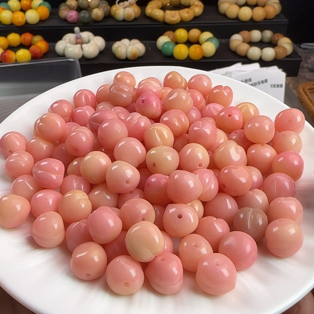 菩提根/象牙果吊坠卡12玻璃底水蜜桃100颗批发