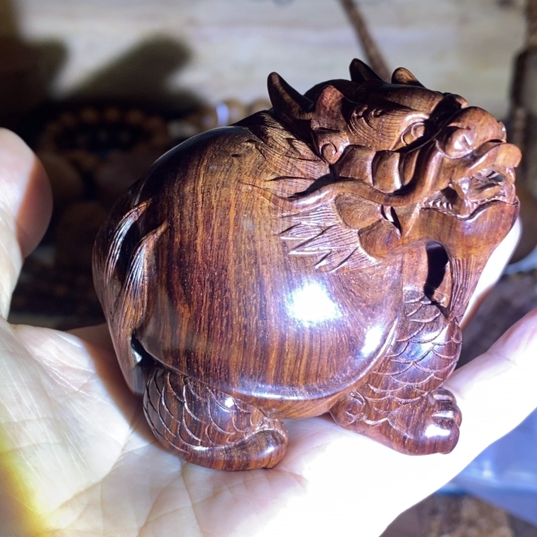 梦***茹黄花梨/降香黄檀把件海南黄花梨紫油梨湘工手工龙龟