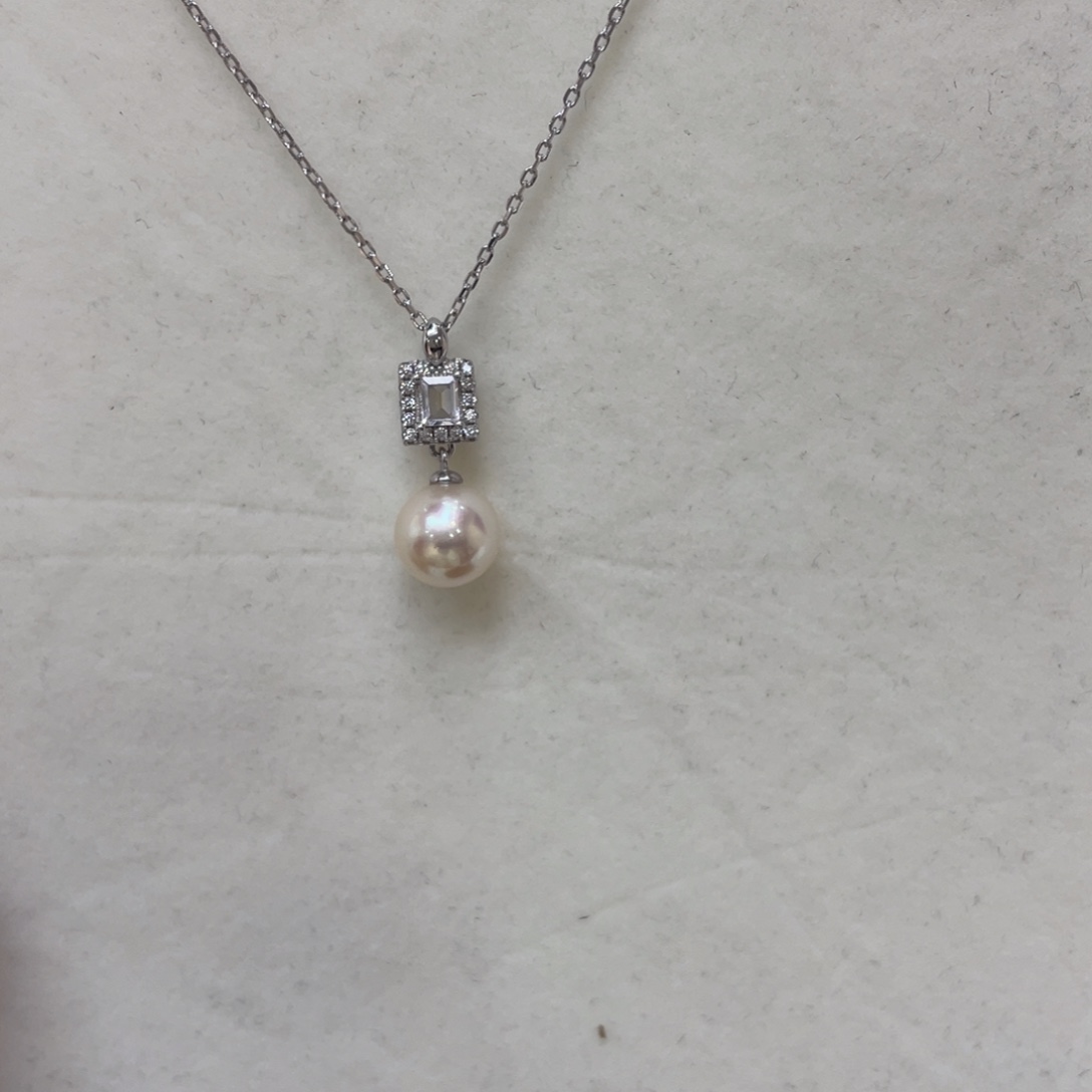 银S925镶嵌海水珍珠项链