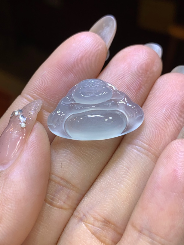 缅甸天然翡翠A货，一刀切舒佛，冰透干净细腻，性比价高，适合镶嵌