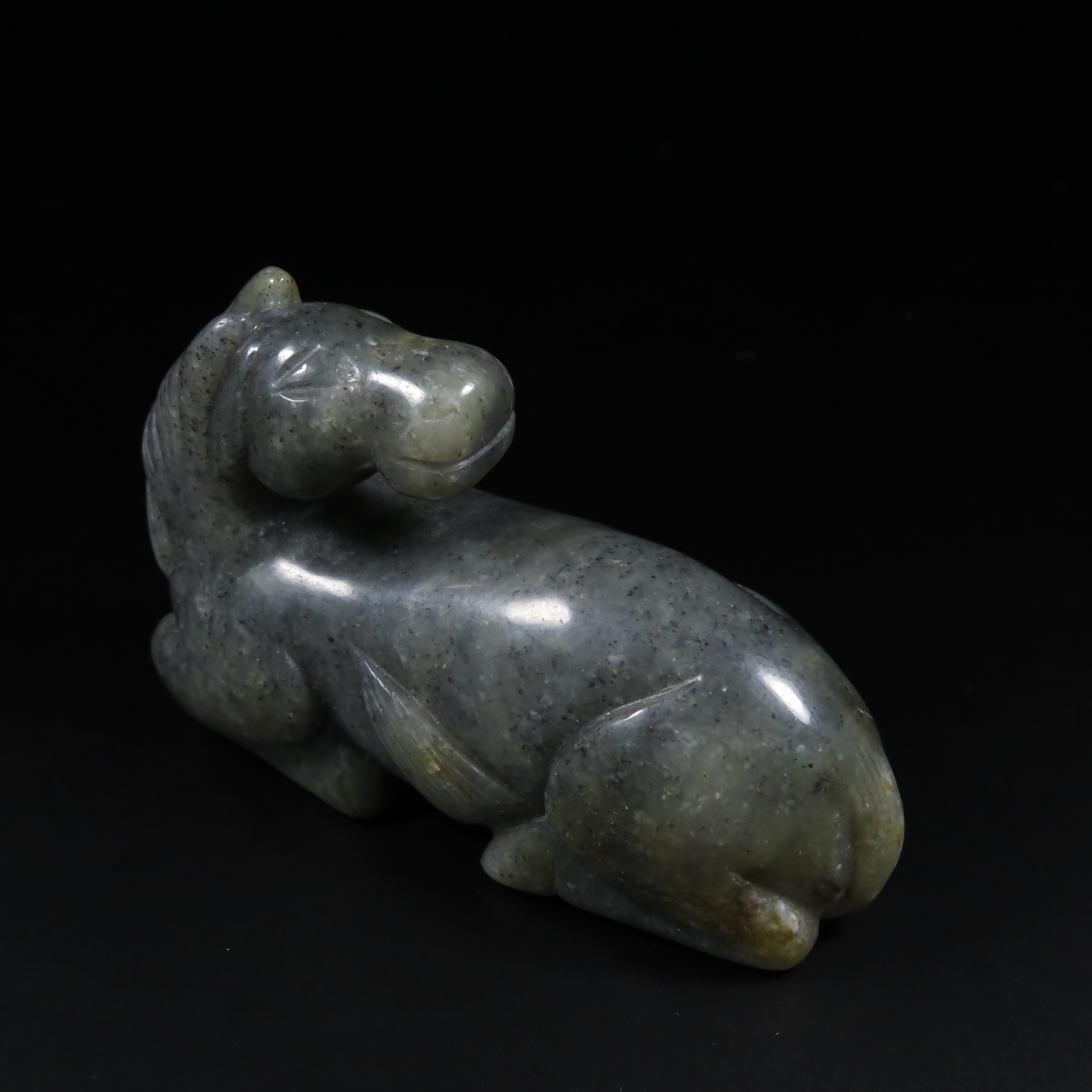 清代玉马暖手/HY562628/和田玉/槐荫山房