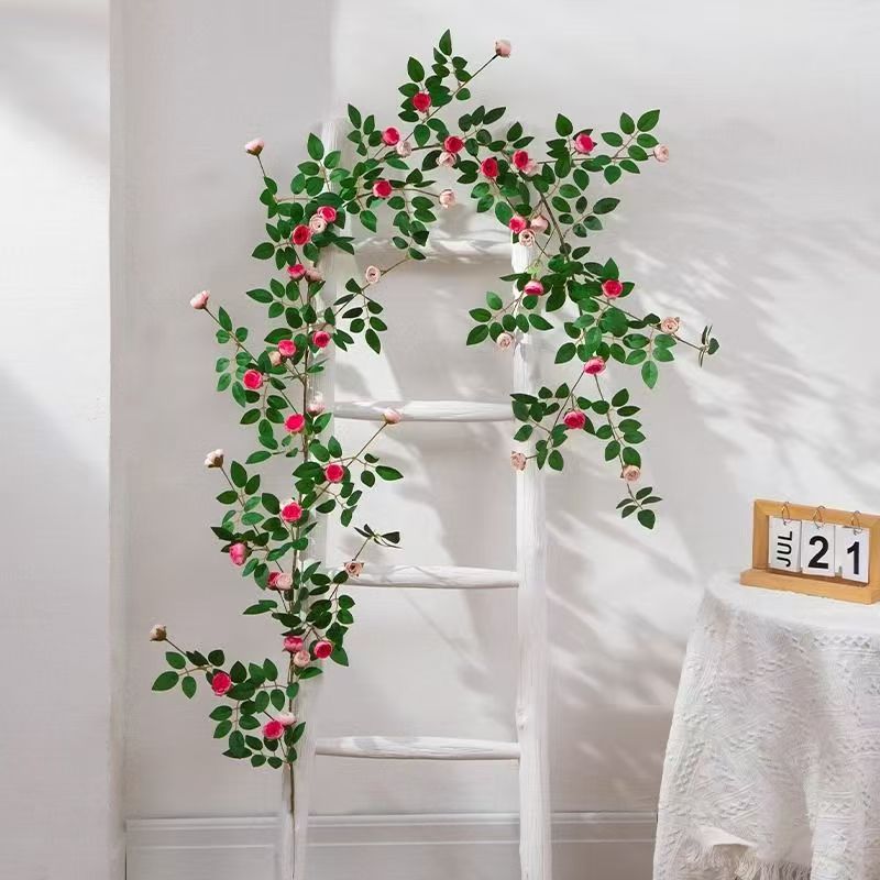 1.8米空调装饰花藤维多利亚蔷薇花藤条管道缠绕网红客厅假花藤蔓