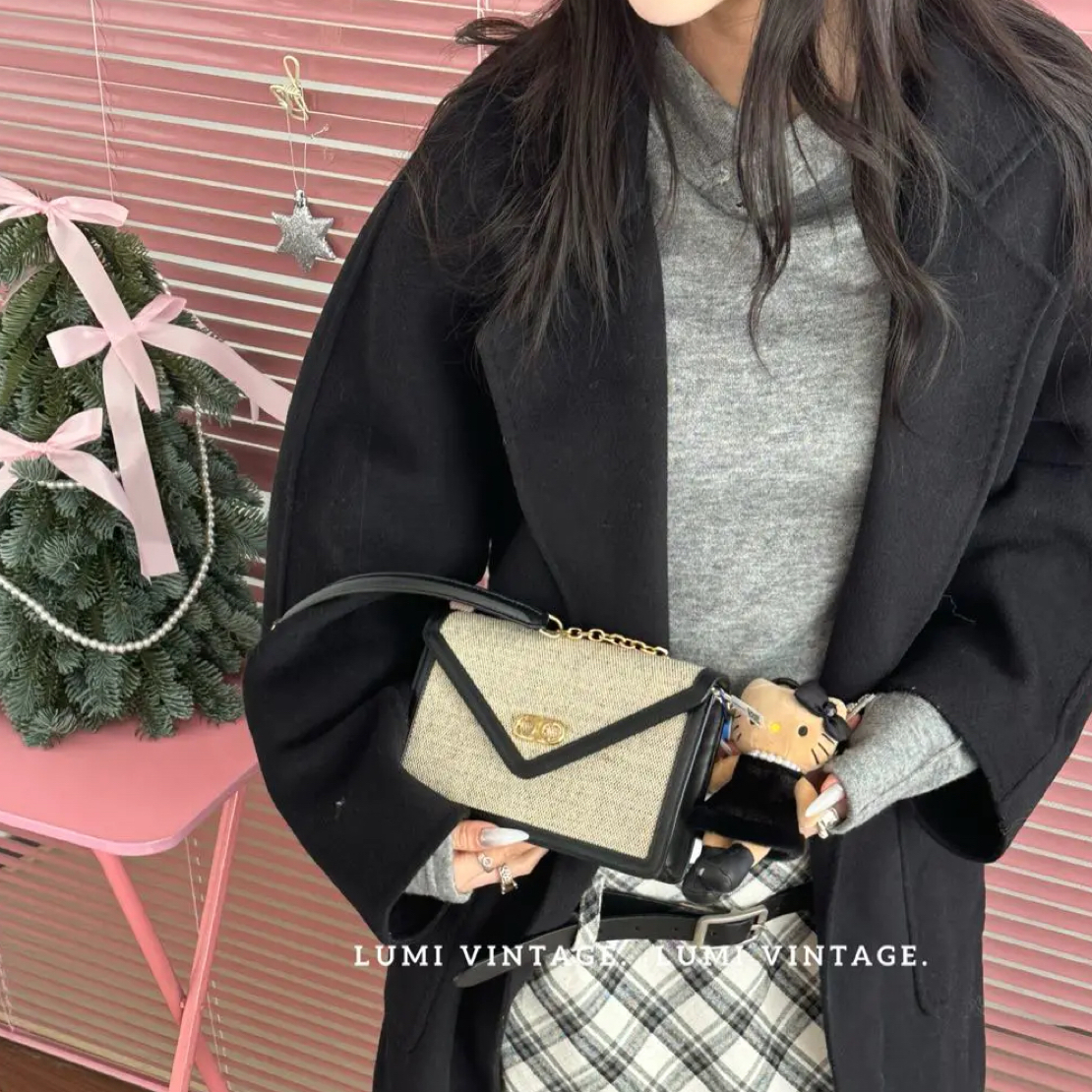 95新 Celine/思琳 Lumi包展-凯旋门老花拼皮信封单肩包