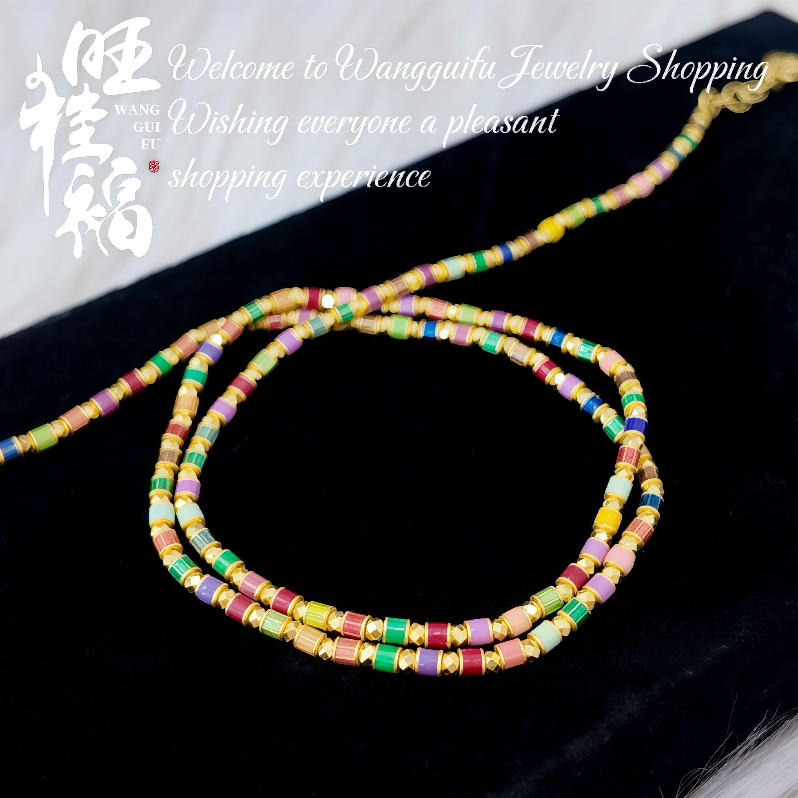 【彩虹多巴胺】旺桂福珠宝足金999烧蓝项链18.67克