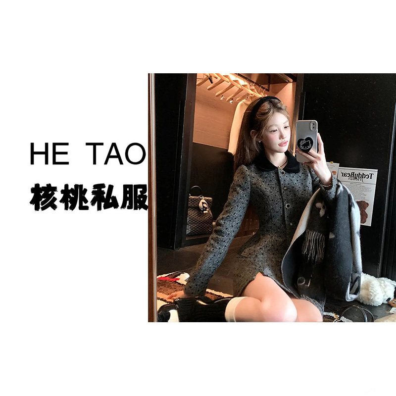 【核桃专属】【两件套】【有里布】波点外套半身裙套装女法式套装QJ0138