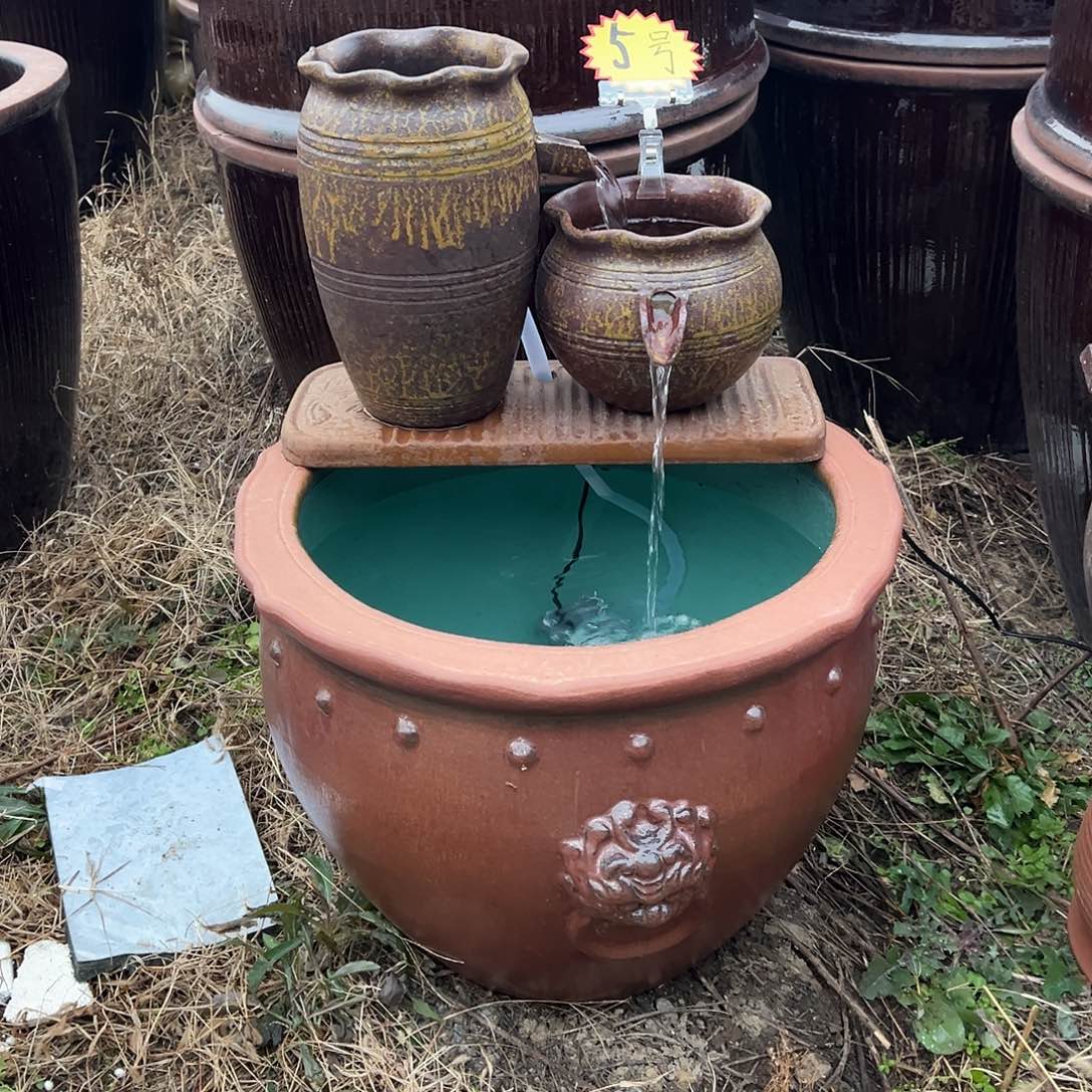 紫砂花盆整套流水罐