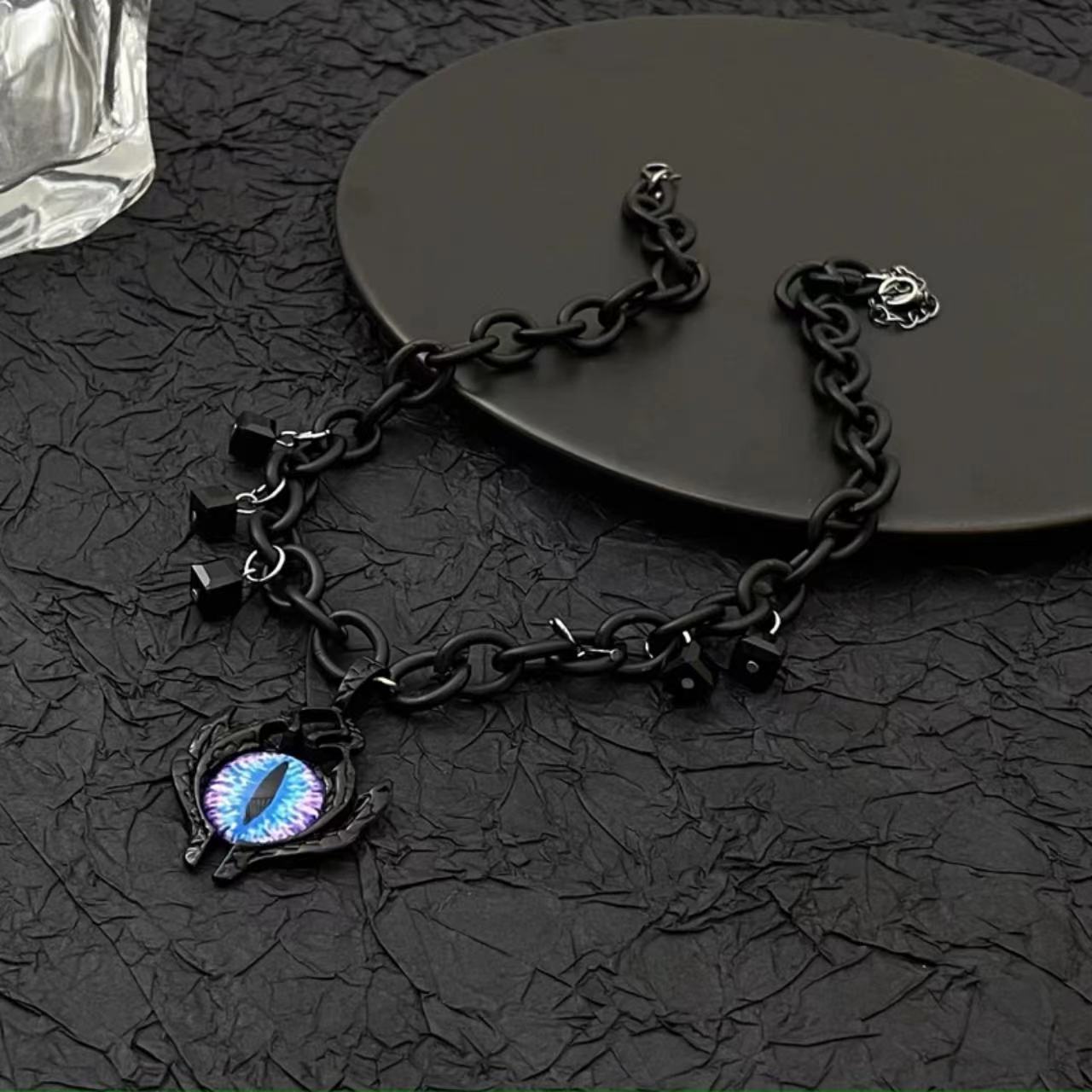 合金项链 X0068 暗黑风恶魔眼黑色嘻哈项链女辣妹轻奢设计新奇特
