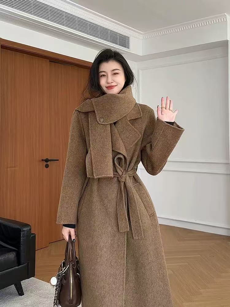 【硬货】689时尚秋冬季气质毛呢外套围领休闲宽松加厚韩系羊毛大衣