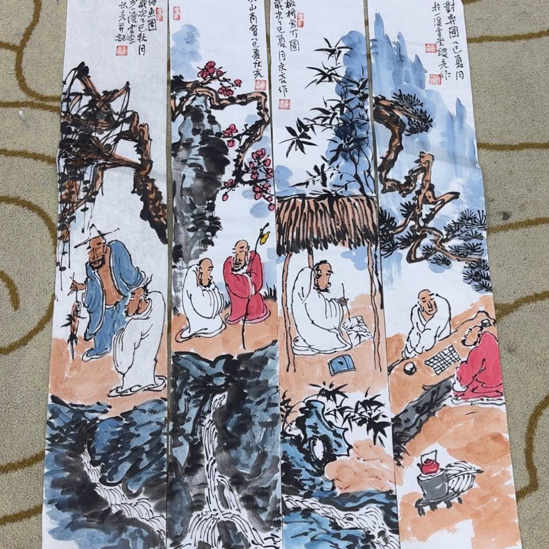 国画王庆亮四条屏艺