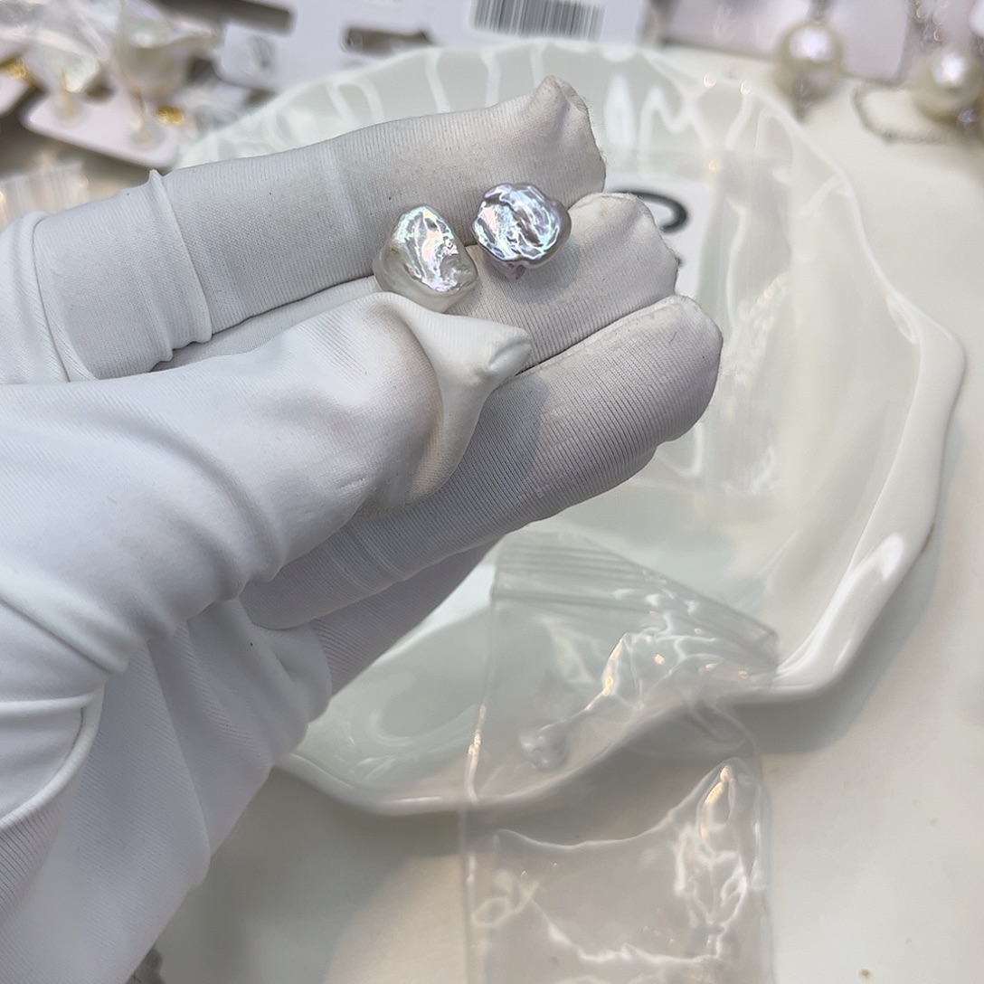 淡水珍珠耳饰银S925镶嵌