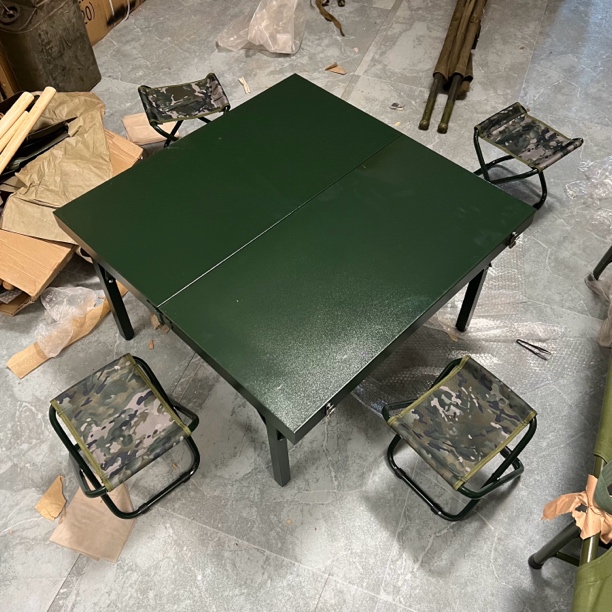 户外便携式折叠金属桌80公分带4马扎