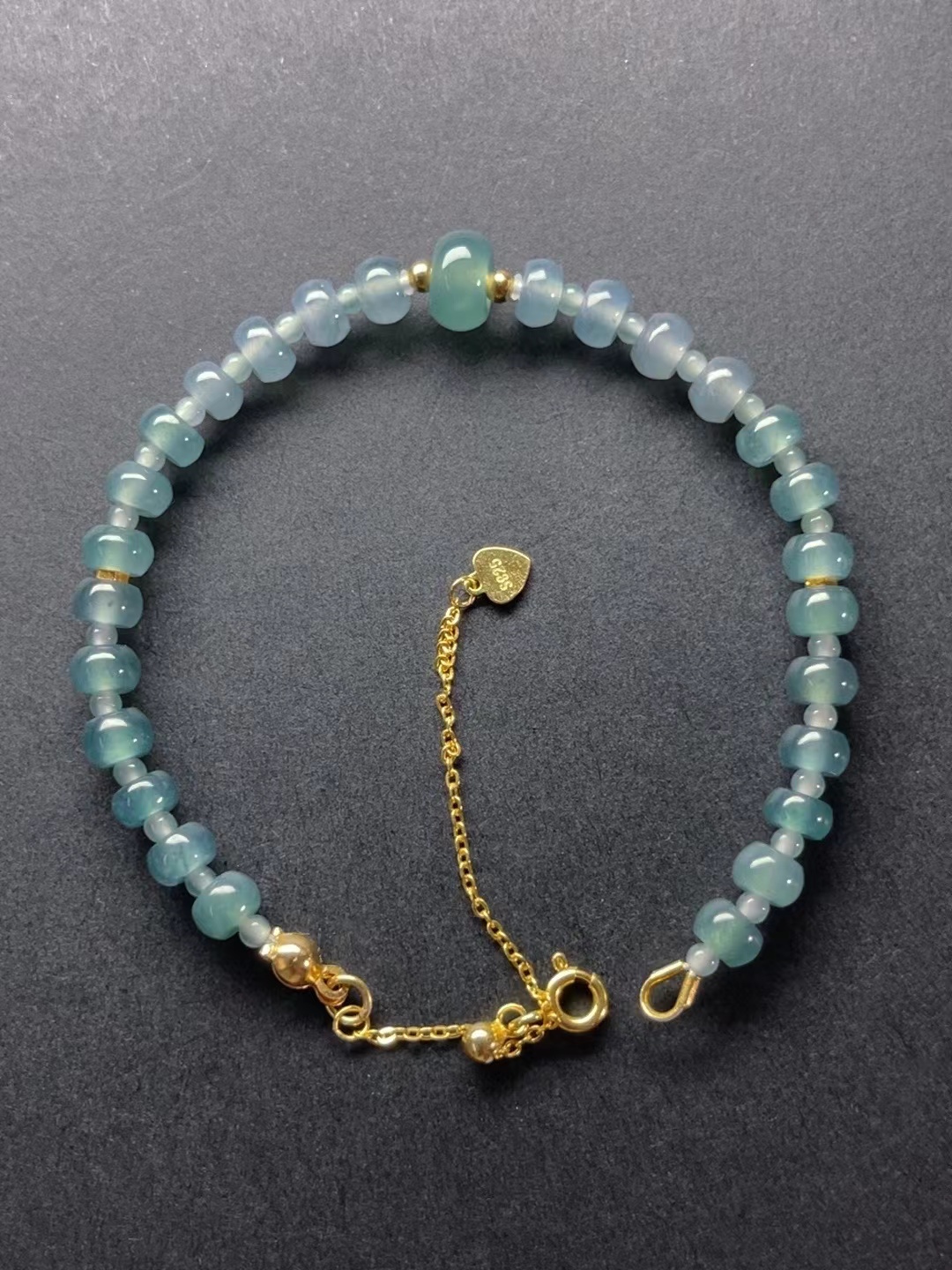 纯天然A货翡翠手串卡5.5左右手工DIY算盘珠冰透时尚百搭款W62-1