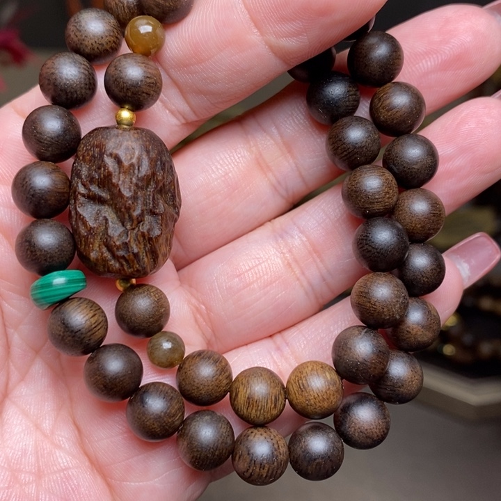 沉香手串越南芽庄红棋楠08➕红枣沉香木雕