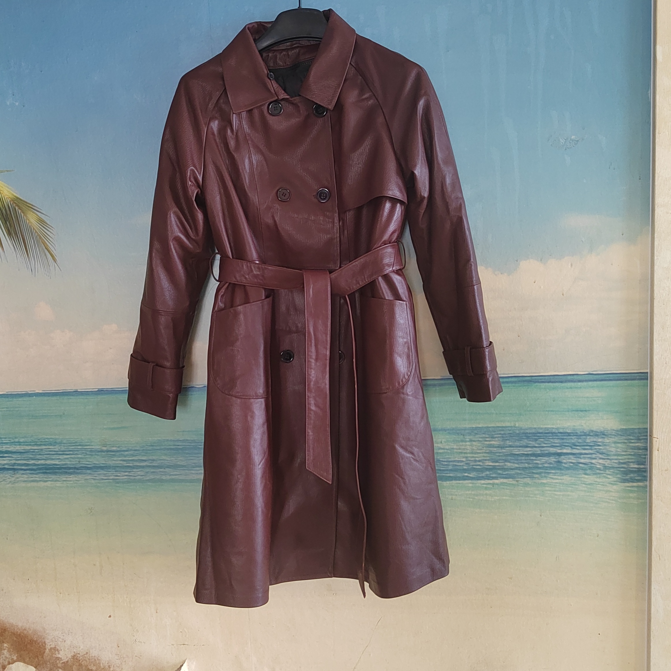 简约大气轻奢高级真皮绵羊皮鹅绒服长款两用风衣款皮衣