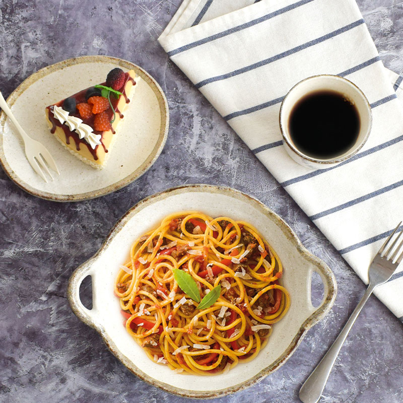 日本制粗陶做旧汤盘面碗手作复古餐盘饭钵咖喱饭盘双耳盘美浓烧碟