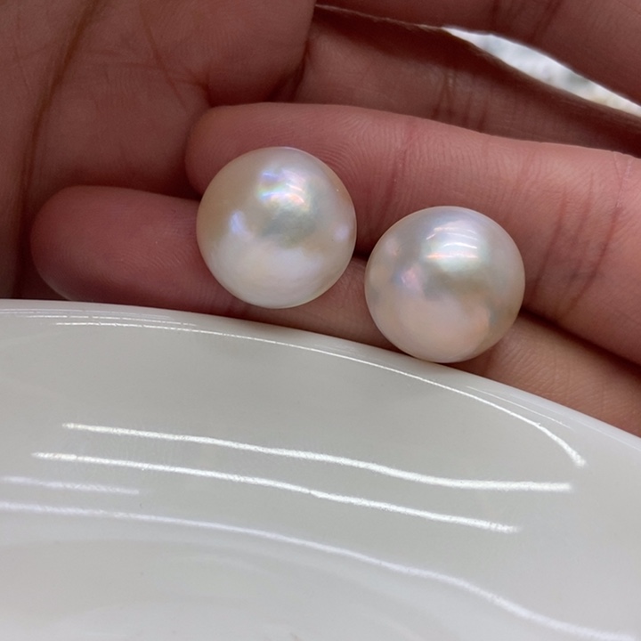 拼合珍珠（马贝珠）耳饰银S925镶嵌