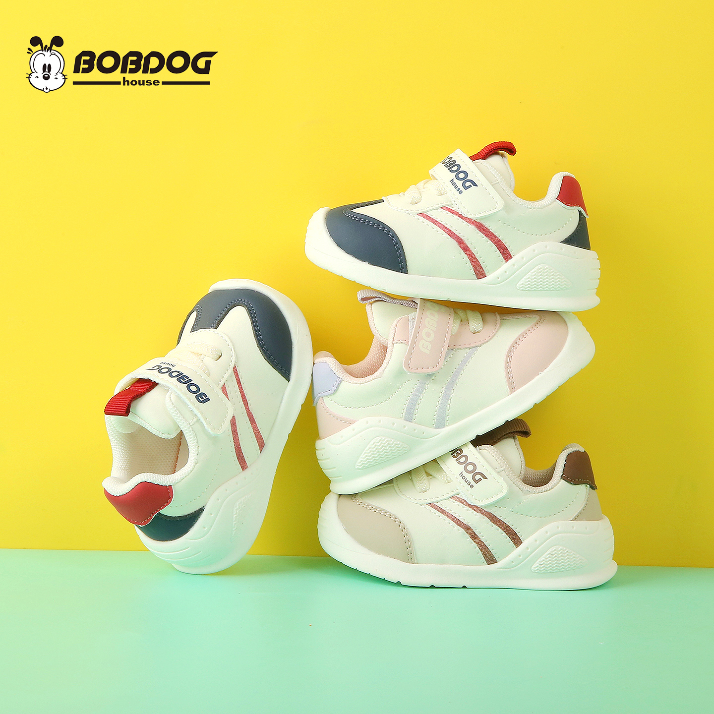 BOBDOG house【秋季单鞋】新款儿童休闲软底防滑舒适学步机能鞋1022