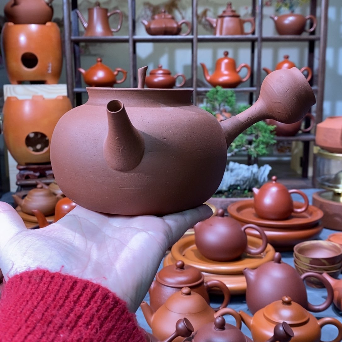 紫砂茶壶明德园宫灯砂铫壶朱泥550c