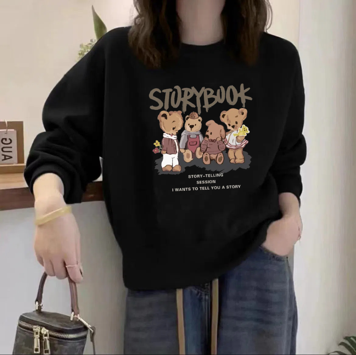 【小个子】秋冬新款时尚黑色圆领女装2025高贵休闲百搭卫衣长袖宽松