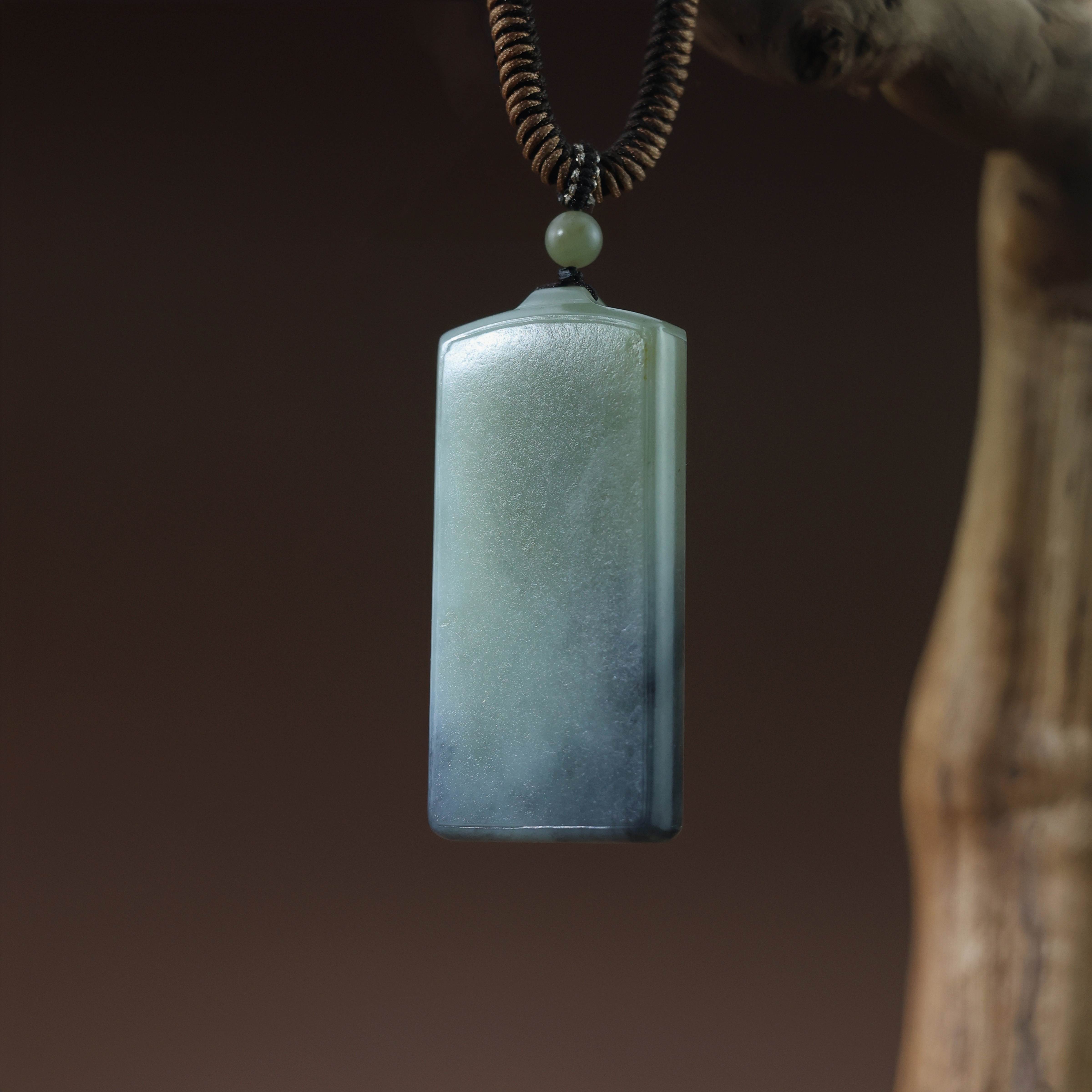 天然新疆和田玉挂件聚墨青花无事牌