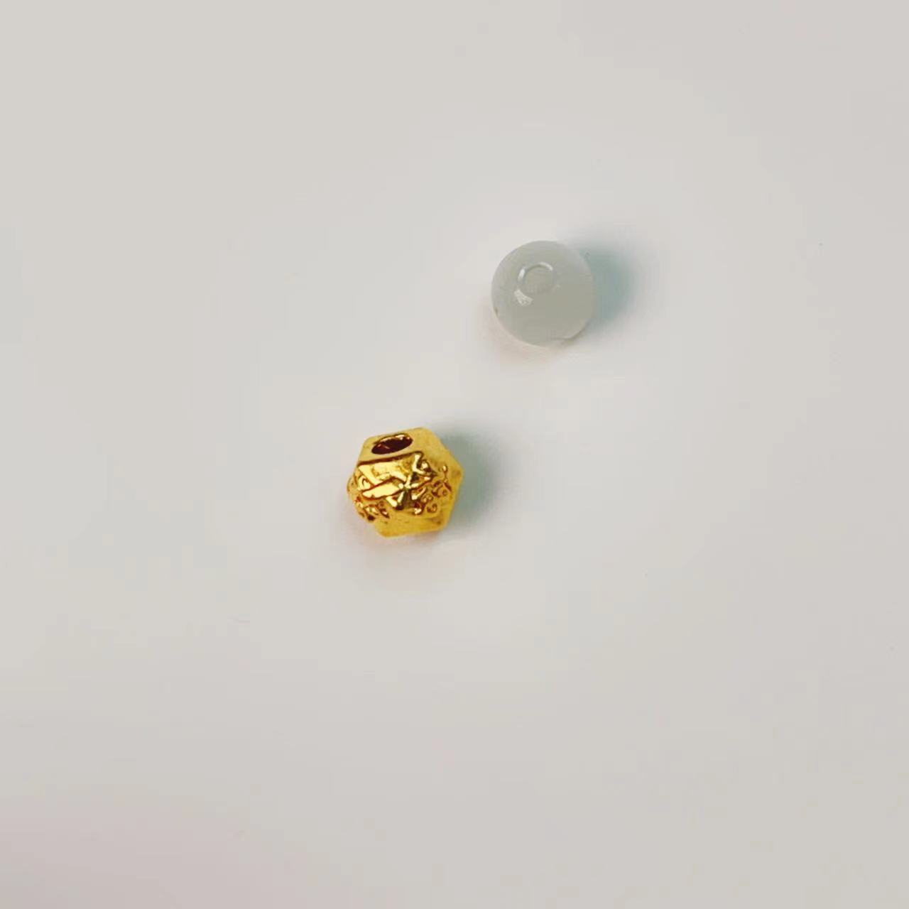 L-2009  足金福字几何珠搭翡翠转运珠