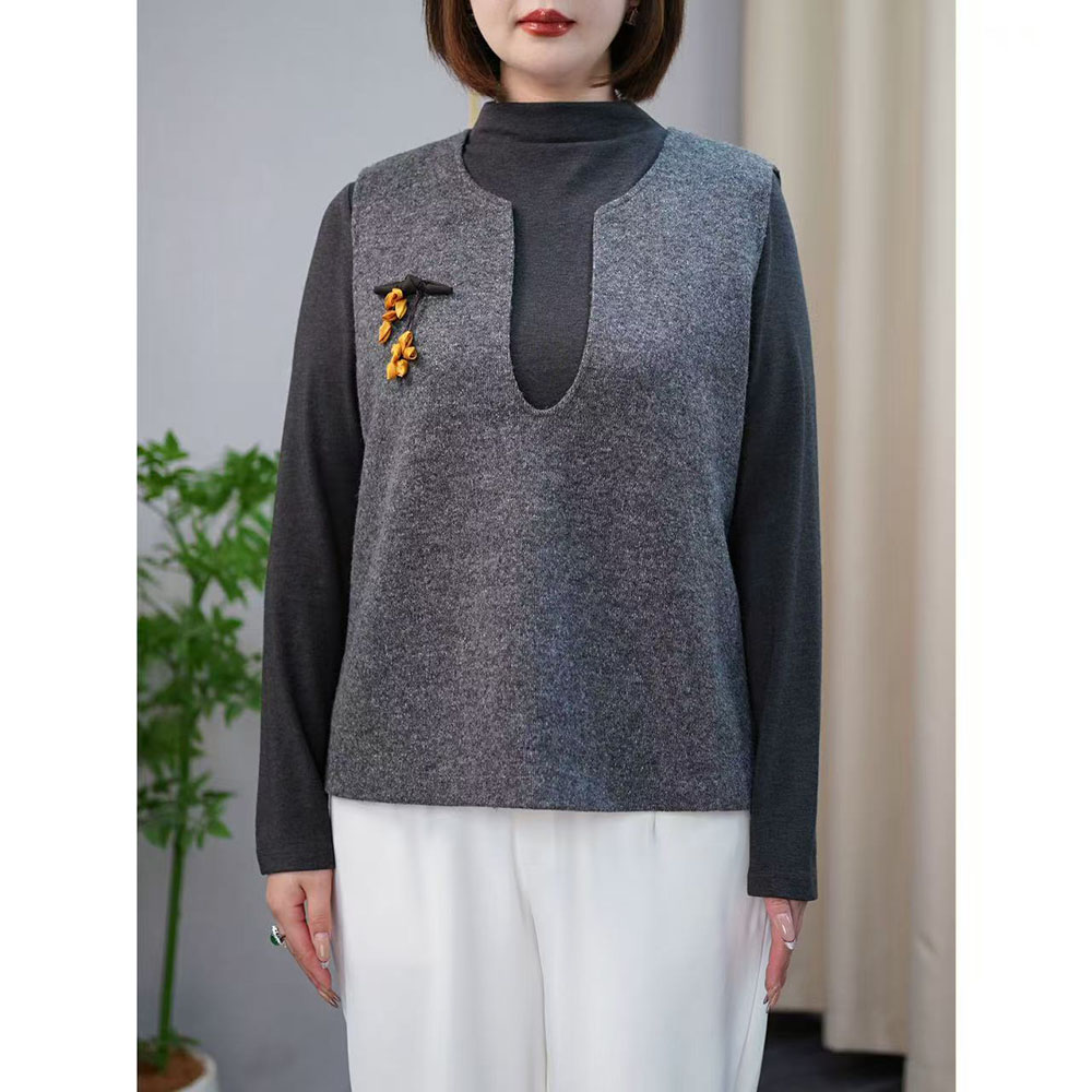 时尚秋冬百搭假两件上衣显瘦洋气质卫衣微胖妹妹大码休闲女装衣服