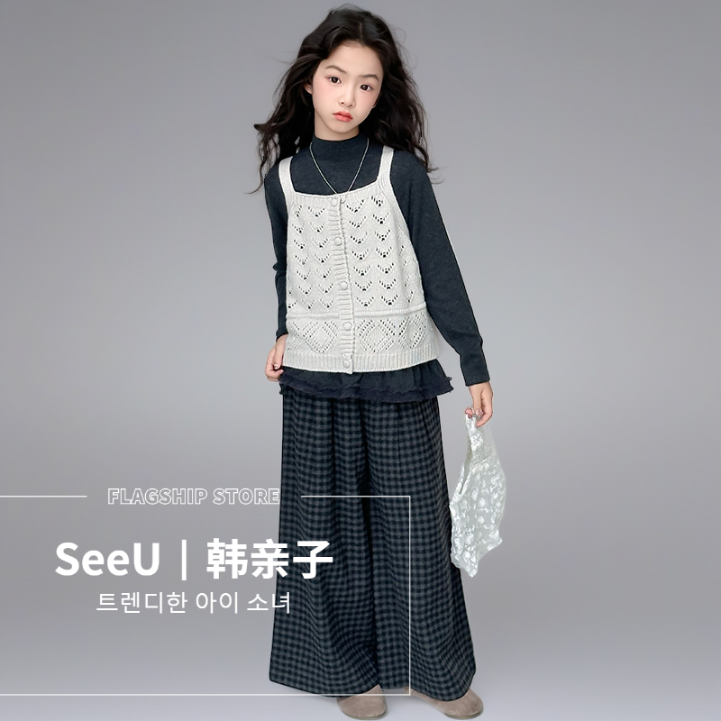 儿童秋季韩版韩系风中大女童6-12岁童装儿童洋气韩三件套套装森系