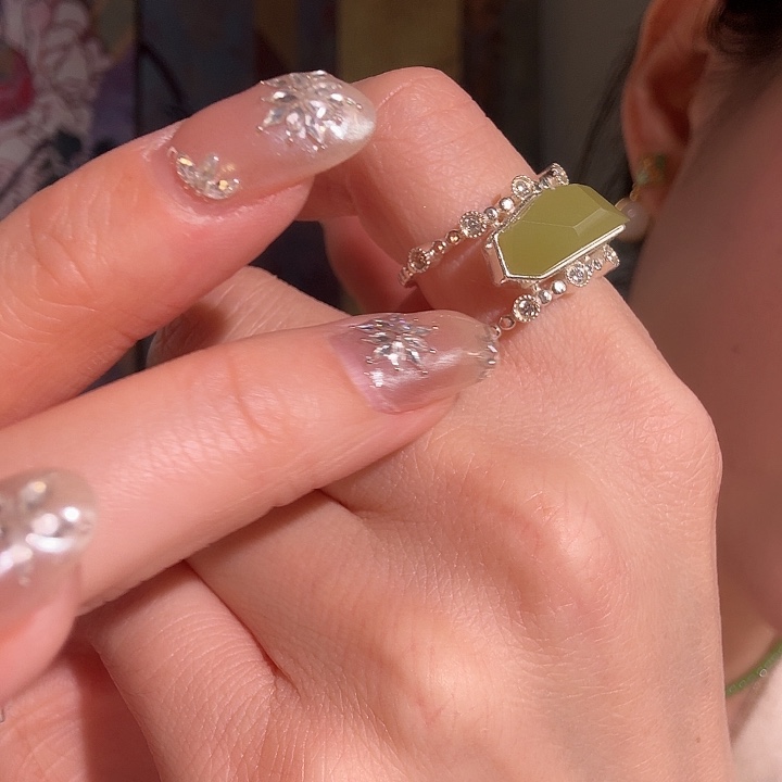 和田玉银S925镶嵌戒指